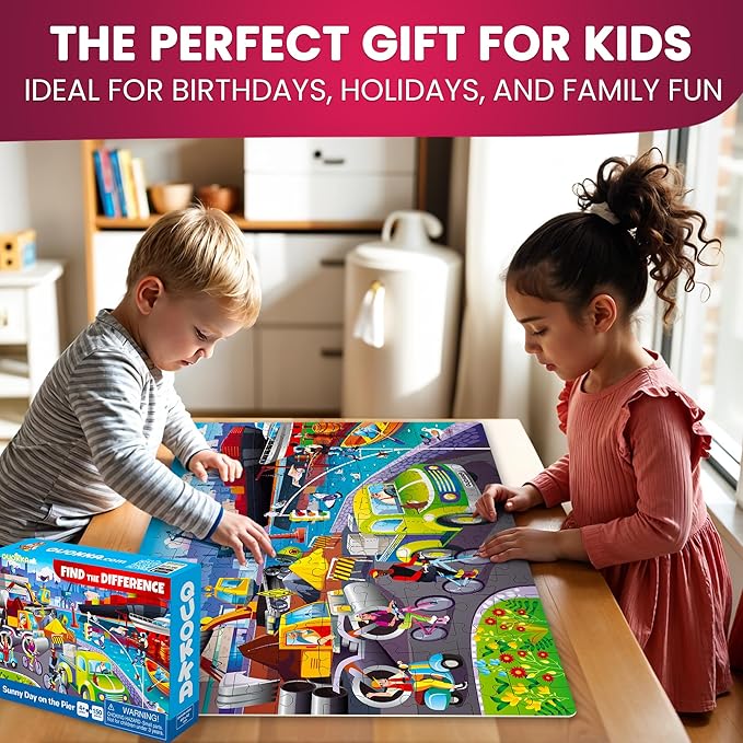 QUOKKA Floor Puzzles for Kids Ages 8-10 – 3X150 Piece Puzzles for Kids Ages 4-6 – Search & Find Ocean Animal Kid Activities Included for 5-8 Year Old – Toddler Learning Toy Game Gift for Boys & Girls
