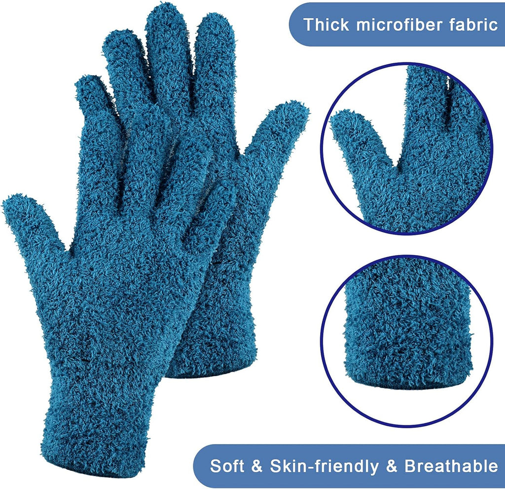 Patelai 3 Pairs Microfiber Plant Dusting Gloves Leaf Cleaning Gloves for Indoor Plants, Blinds, Furniture, House(Medium,Dark Blue, Gray, Khaki)