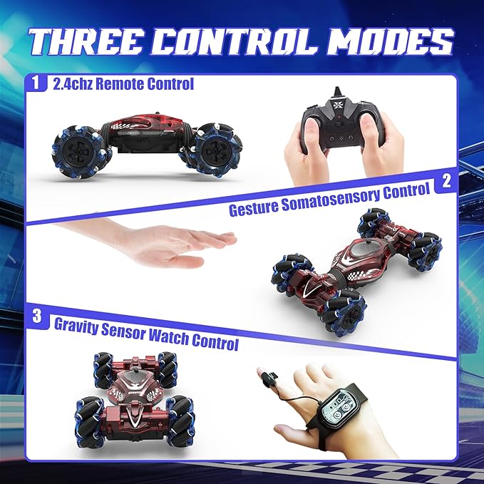 Remote Control Gesture Sensor Toy Cars Drift Twist Car 360° Rotate Off-Road Vehicle with Light Music for 6 7 8 9 10 11 12 Years Old Kids Birthday Xmas Gift