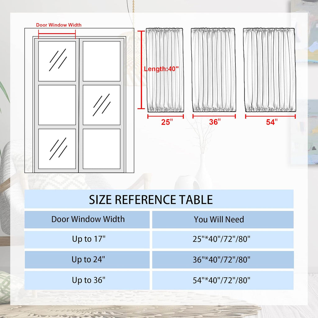 DWCN French Door Curtains – Rod Pocket Thermal Blackout Curtain for Doors with Glass Window, Kitchen and Patio Doors for Privacy, 25 X 40 Inches Long, 1 Curtain Panel with Tieback, Grey