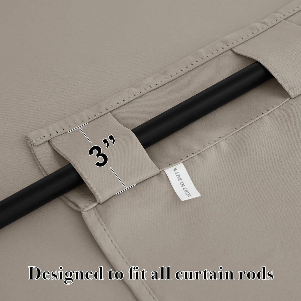 RYB HOME Blackout Curtains 80 inches Long Thermal Insulating Large Window Curtains for Living Room Sliding Glass Door Dining Home Office Backdrop, Sand, W 42 x L 80 per Panel, 2 Panels