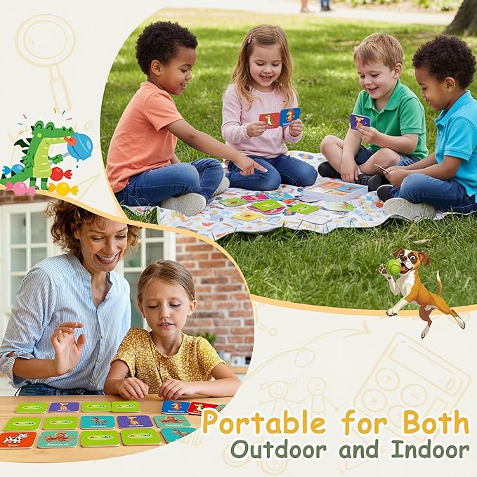 72 PCS Animals Memory Matching Game for Kids, Animal Theme Memory Game for Toddlers, Memory Cards Concentration Game for Ages 3 and Up