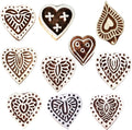 Royal Kraft Heart Wooden Printing Stamps (Set of 10) - DIY Henna Fabric Textile Paper Clay Pottery Blocks Htag2170
