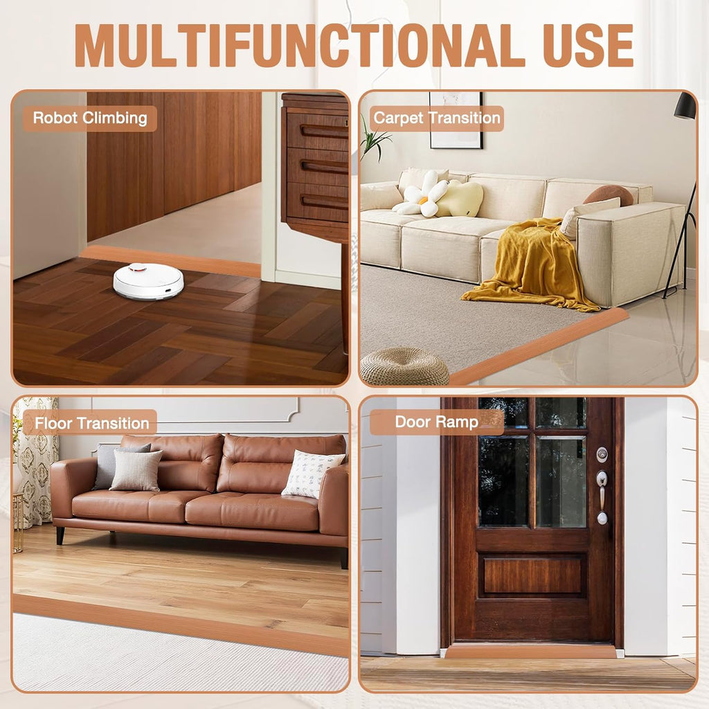 Floor Transition Strip Self Adhesive Vinyl Door Threshold for Doorways Carpet Edging Trim Overlap Edge Reducer for Laminate Floor, Carpet, Tile (Yellow Oak Grain, 3/5" to 4/5", 3.3Ft)