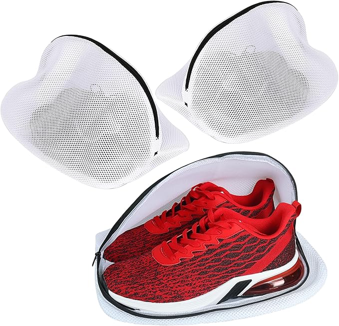 Vivifying Shoe Washing Bag, Set of 3 Mesh Shoe Laundry Bags with Zip Closure for Sneakers, Running Shoes, Socks, Bras