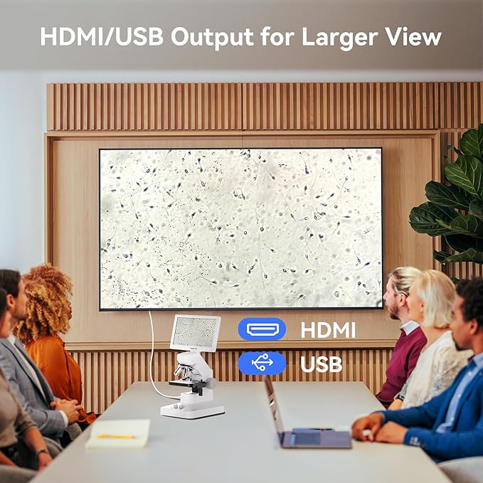 TOMLOV DM301 Max Microscope for Kids Students Adults with X-Y Stage, Digital Microscope Camera with 7" Screen, USB & HDMI Output, Wireless Biological Lab Scope for School Home Education with Slides