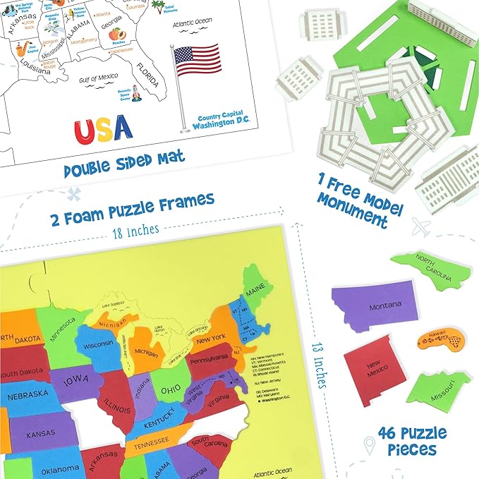 Imagimake Mapology United States Puzzle | Educational Toys for Kids 5-7 | Learn USA States Along with Their Fun Facts | Puzzles for Kids Ages 4-8