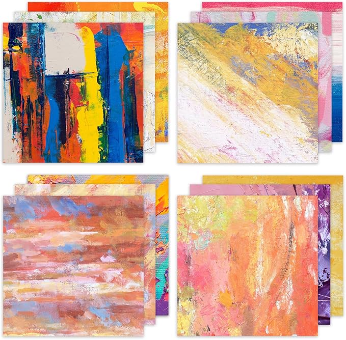 24 Sheets 12 Designs Scrapbook Paper Pad,6"×6” Single-Sided Decopodge Craft Cardstock Paper,Christmas Scrapbooking DIY Decorative Background Cardmaking Supplies.Oil Painting