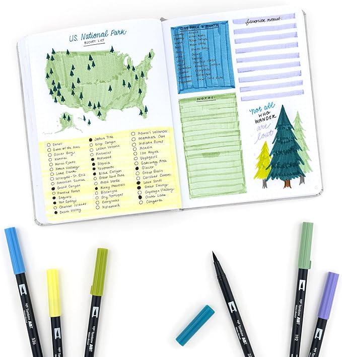 Tombow 56169 Dual Brush Pen Art Markers, Landscape, 10-Pack. Blendable, Brush and Fine Tip Markers