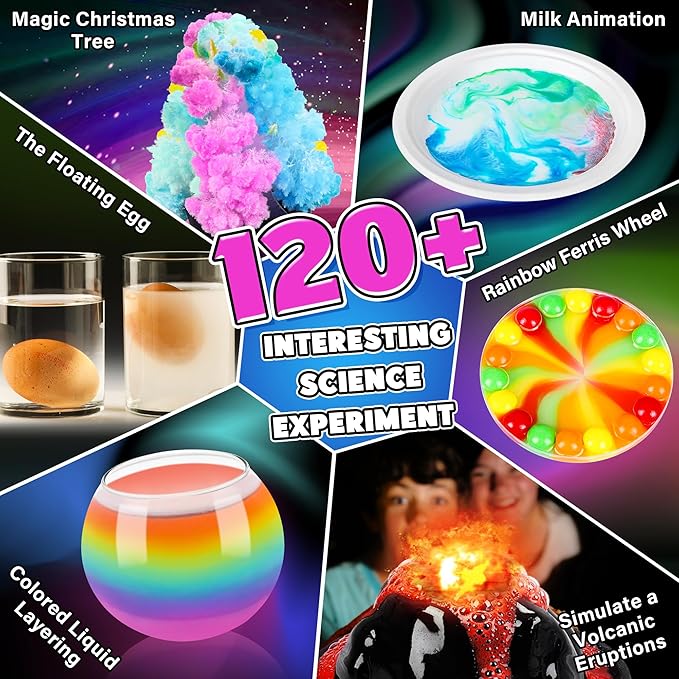 Science Kit for Kids,120 Science Lab Experiments,Scientist Costume Role Play STEM Educational Learning Scientific Tools,Birthday Gifts and Toys for 6 7 8 9 10-12 Years Old Boys Girls Kids