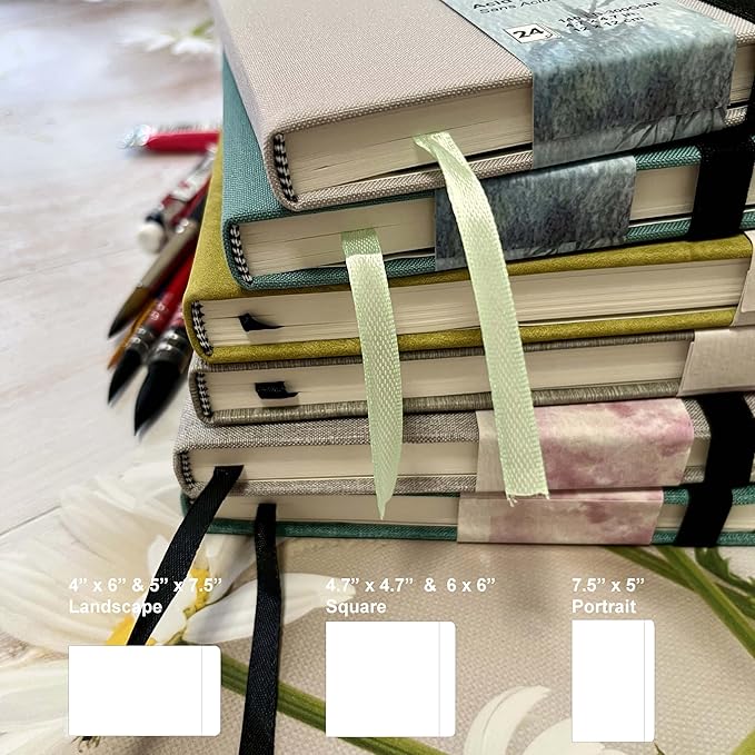 tumuarta Watercolor Sketchbook, 7.5x5, 140 LB, 300GSM, 100% Cotton Paper, Cold Press, 24 Sheets,48 Pages, Watercolor Journal for Use As Travel Sketch Book and Mixed Media Pad On The Go