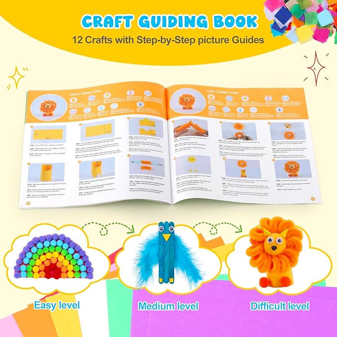Zefy 3200+ Pcs Arts and Crafts Supplies for Kids, All in One Craft Kits with 12 Crafts Design, DIY School Supplies Kit Craft Box for Girls Boys Ages 4-12