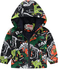 TUIJI Toddler Boys Girls Cartoon Print Zip Jacket Hooded Trench Lightweight Kids Coats Windbreaker Outdoor Cute Dust Coats