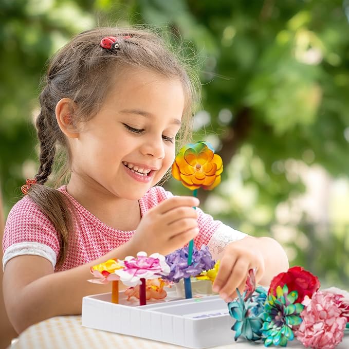 Kiditos Magic Flower Art Kit for Girls – DIY Blooming Flower Craft Kit with Color Drop Science Experiment | Creative Art & STEM Toy for Ages 6+