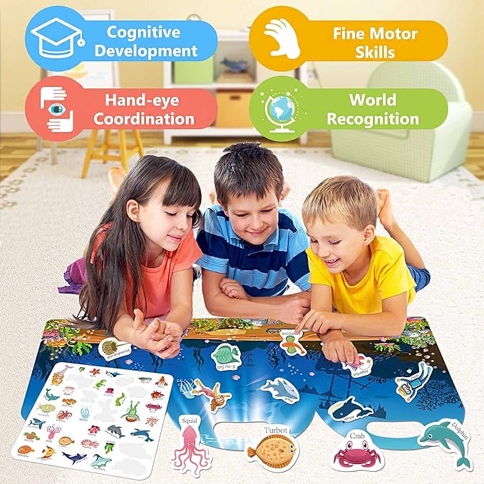 Reusable Sticker Books for Toddlers 1-3, Sticker Book for Toddlers 2-4 Years, Toddler Travel Essential in The Car/Train/Plane