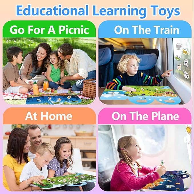Reusable Sticker Books for Toddlers 1-3, Sticker Book for Toddlers 2-4 Years, Toddler Travel Essential in The Car/Train/Plane