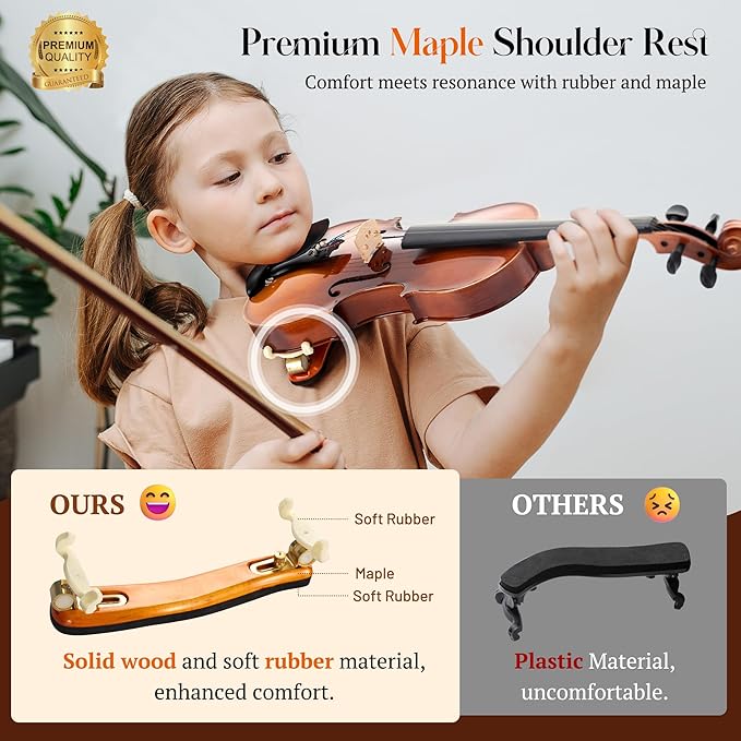 CAHAYA Violin 4/4 Full Size - Full Wooden Violin Set for Beginners Kids Adults Students Violin Kit with Hard Travel Case, Shoulder Rest, Extra Strings, Tuner