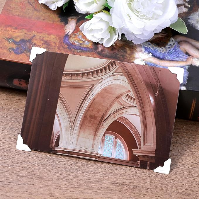 Guduling 600pcs Scrapbook Corner Stickers, Self-Adhesive Photo Corner Stickers, White Picture Corners for Scrapbooking, Photo Album, Journal Memory Books, Diaries