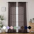 Aiyufeng Sheer Curtains 96 Inches Long for Bedroom and Living Room, 2 Panels, Farmhouse Wavy Line Light Filtering Clip Jacquard Solid, Rod Pocket, Brown, 40" W x 96" L
