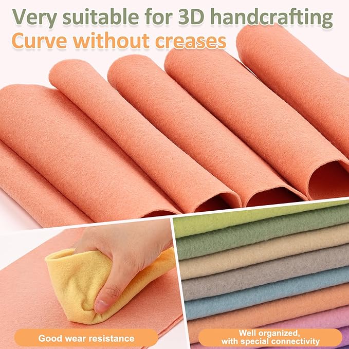 XSEINO 12 Rolls 8"x35" 1.4mm Thick Soft Felt Fabric Sheet 12 Assorted Morandi Series Colors Felt Pack for DIY Craft Sewing Squares Nonwoven Patchwork