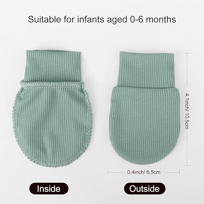 BQUBO 6 Pairs Newborn Baby Boys Girls Mittens 0-6 Months Unisex-Baby Infant Mittens Elastic No Scratch Wrist Gloves