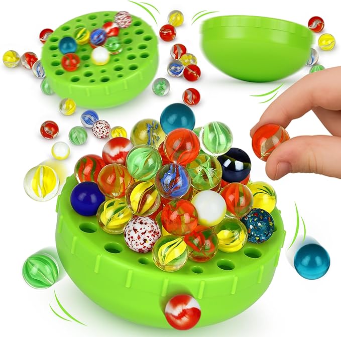 Funwares WobbleBall Marble Balance Game, 50 Marbles Included, Skill & Dexterity Games for Kids & Adults, Family Party Game for 1-4 Players, Ages 6+