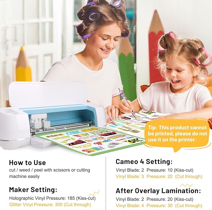 TECKWRAP Laminating Sheets Clear Vinyl Laminate Sheets Sticker Paper for Inkjet Printer Printable Vinyl Stickers, Photo Paper 8.26" x 11.69" A4 28 Sheets (3D Cat Eye, Glitter, Glossy, Matte)