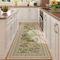 Runner Rug Impressionist-Style Vintage Kitchen Rugs Non Slip Washable Soft Carpet Runner for Kitchen Laundry Bedroom Bathroom, Beige