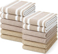 Homaxy Premium Kitchen Towels(18”x 28”, 12 Pack), Large Cotton 380 GSM Kitchen Hand Towels, Soft and Absorbent Terry Dish Towels, Multipurpose Tea Towel Set with Hanging Loop, Khaki