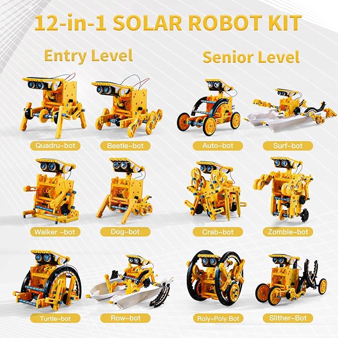 Lucky Doug 12-in-1 STEM Solar Robot Kit Toys Gifts for 8 9 10 11 12 13 Year Old Kids Boys Girls, Robot Building Education Science STEM Project Toys Kit Gifts for Kids Boys, Solar Powered by The Sun
