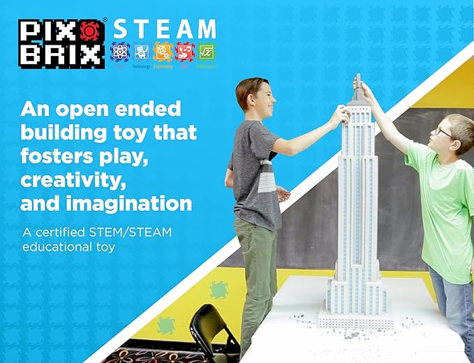 Pix Brix Pixel Art kit Puzzle Bricks - 3,000 Piece Pixel Art Container, 12 Color Light Palette - Interlocking Building Bricks, Create 2D and 3D Builds Without Water or Glue - Stem Toys, Ages 6 Plus
