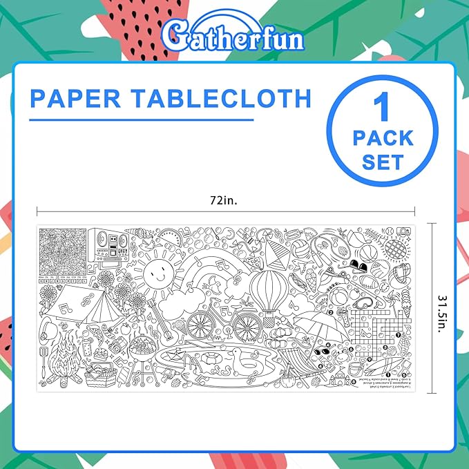 Giant Coloring Poster for Classroom - 31.5x72" Versatile Summer Activity Poster/Table Cover for School Parties, Birthday & Special Events Decoration