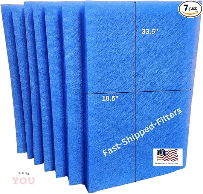 Fast-Shipped-Filters 7 Pack Replacement Filter Pads Compatible with MicroPower Guard One Hour Air Cleaner Refill Blue (7, Blue, 20x36)