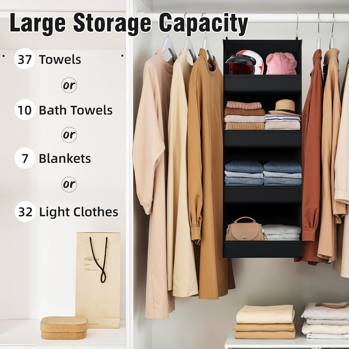 GRANNY SAYS 4-Shelf Hanging Organizer, Wall Mount, Fabric, 1-Pack
