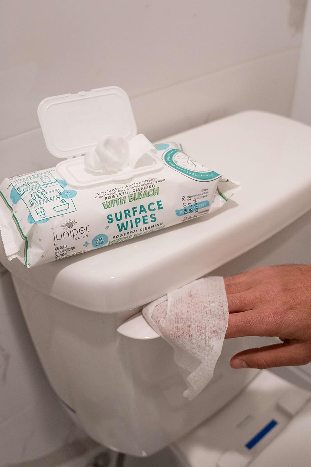 3 Pack Surface Cleaning Wipes with Bleach, All-Purpose Cleaner for Bathroom, Kitchen, Office, 216 Count Soft Flow, Fresh Scent, Lint Free & Durable