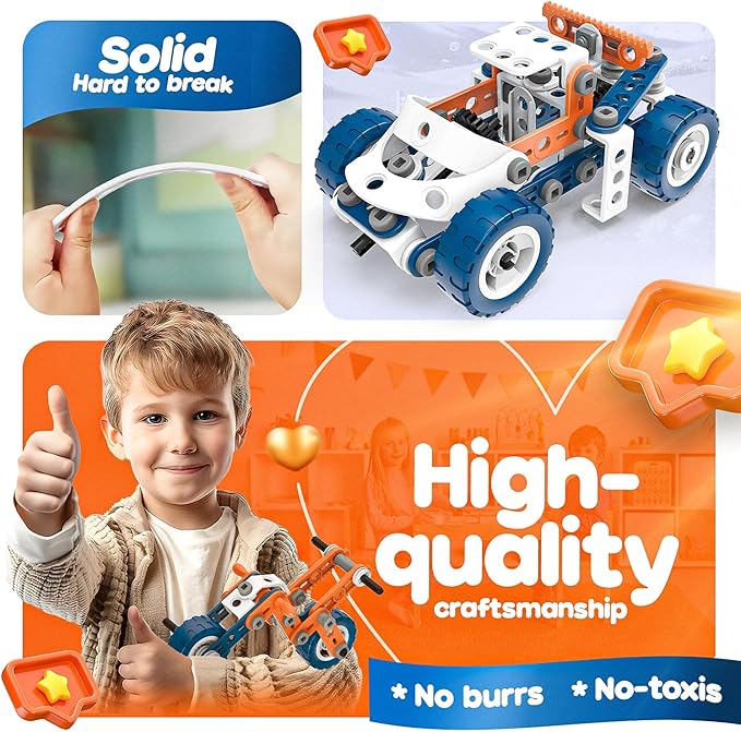 SMIESSKIDDO 12 in 1 STEM Toys, 152 PCS Building Toys for Kids Ages 4-8 5-7 6-8 Educational Activities for Boys 4-6 8-10 Construction Creative Games Birthday Gifts for 4 5 6 7 8+ Year Old Boy Girl