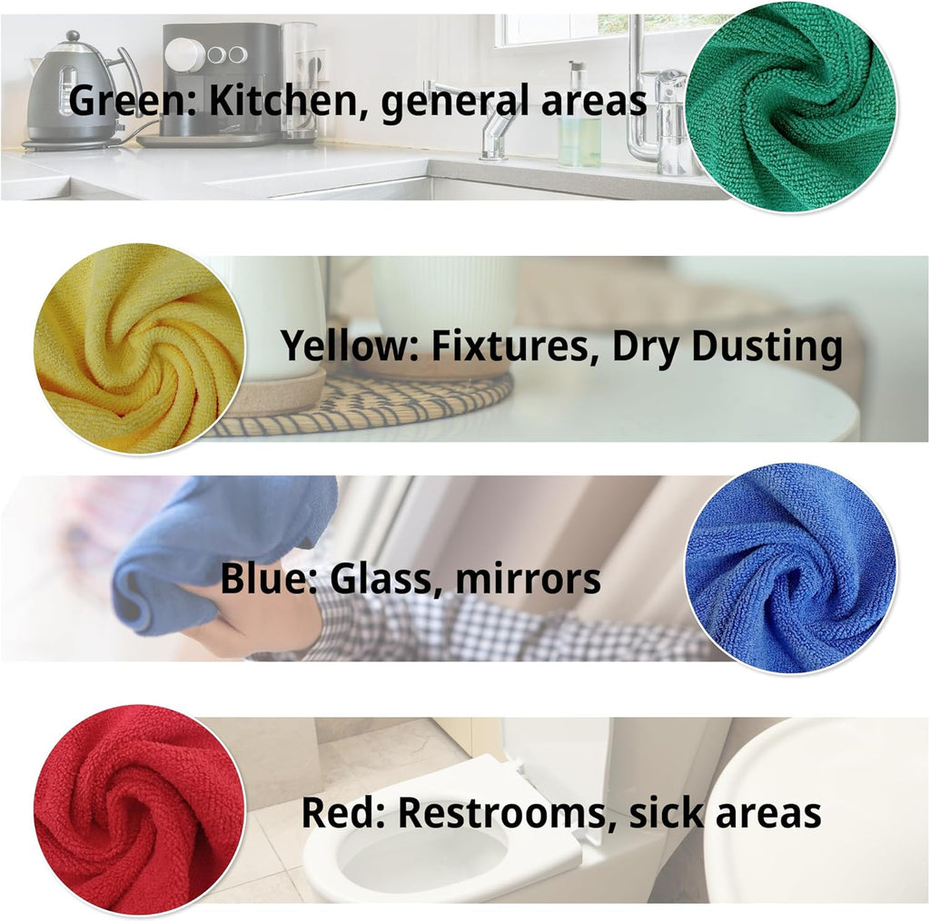 EvaClean Premium Microfiber Cleaning Cloth 16"x16" - Reusable, Washable, Non-Scratch, Microfiber Towels for Cleaning, Dusting, Polishing, High Absorbency & Durability, Red, 12-Pack