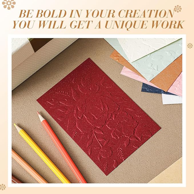 Geiserailie 8 Pcs Embossing Folders Embossing Machine Template Paper Card Folders for Christmas Card Making DIY Flower Scrapbook Photo Album Craft Decoration 5.9 x 4.1 Inch (Stylish Style)