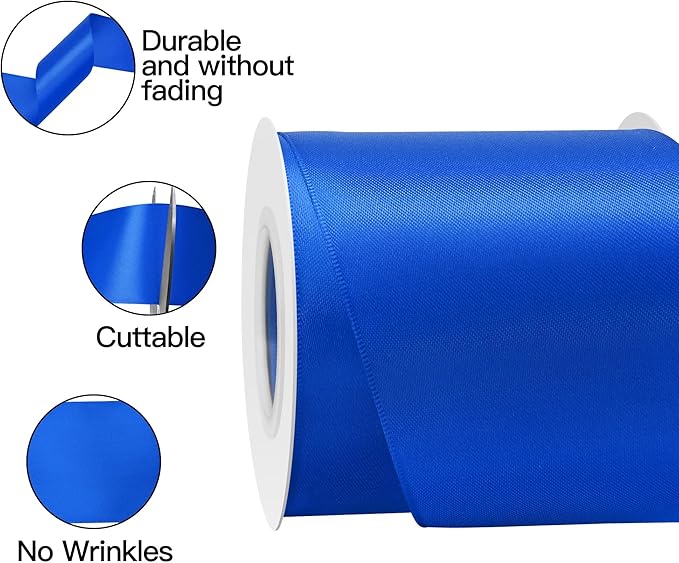 Royal Blue Satin Ribbon 3 Inch X 15 Yards Solid Color Double Faced Ribbons Perfect for Crafts Wedding Decor Bow Making Arts Sewing and More