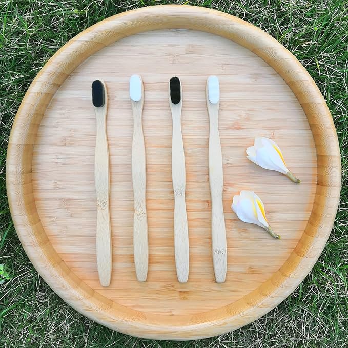 EasyHonor Extra Soft Toothbrush, Natural Bamboo Toothbrush with Micro Fur Ultra Soft 20,000 Bristles, 4-Pack for Adults