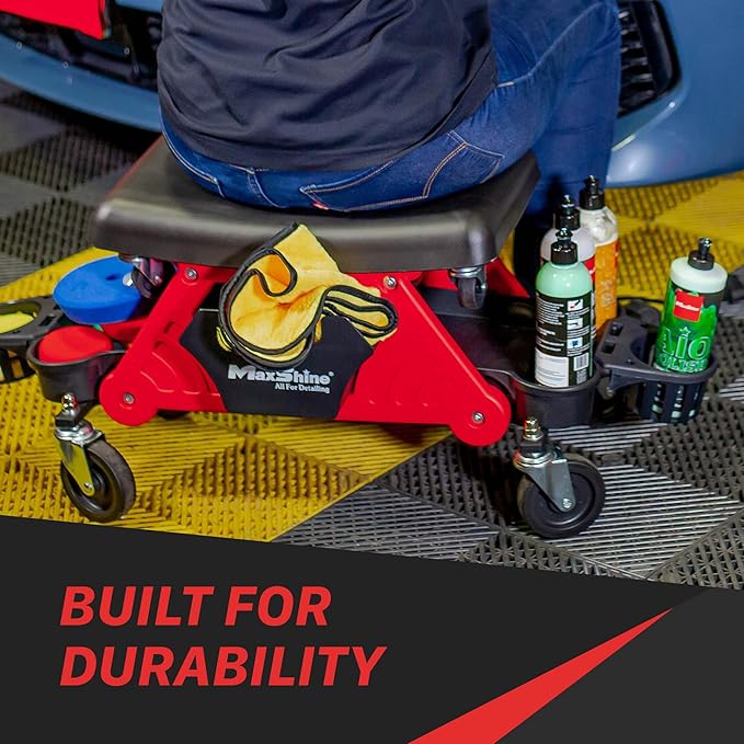 Maxshine Detailing Mini Creeper Without Cushion | Mobile Rolling Utility Creeper Seat for Mechanics & Car Detailers | Low Profile Detailing Seat for Car Cleaning, Polishing, Coating & Waxing