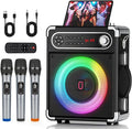 Karaoke Machine with 3 Wireless Microphones for Adults/Kids, Portable Bluetooth 5.3 Karaoke Speaker, Home Party Speaker with Disco Lights for Outdoor, PA System Supports TWS and TV connectivity