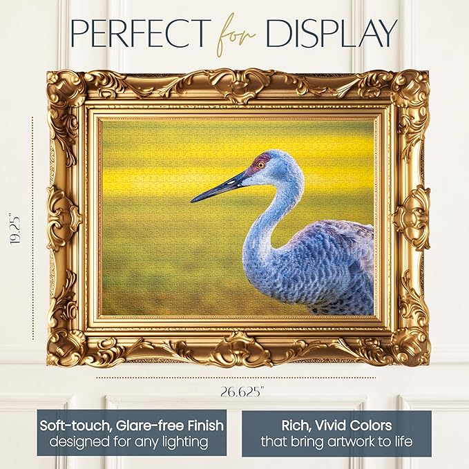 The Sandhill Crane Puzzle, Premium 1000 Piece Jigsaw Puzzle for Adults, Glare-Free, Soft-Touch Puzzles, Made in USA, 26.6" x 19.25"