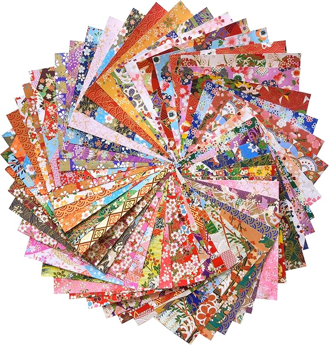 50 Origami Paper Yuzen Washi Paper Different Patterns Japanese Print 6x6 inches for Wedding Decor Japanese Designs, Mixed Patterns for Origami, Scrapbooking, DIY Gifts Origamipolly