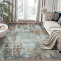 4x6 Area Rugs for Living Room Rug Washable: Modern Large Rug for Dining Room Bedroom Carpet Non Slip Low Pile 4 by 6 Indoor Abstract Nursery Home Office Red Brown