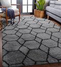 ONASAR Bedroom Living Room Area Rugs 5x8, Grey and Black Geometric Rug Floor Mat for Home Decor Aesthetic, Soft Shaggy Plush Fluffy Moroccan Carpet for Teen Nursery Playroom Dorm Classroom