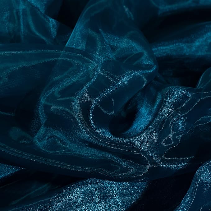 FYNITE Organza Fabric | Cristal Organza Fabric Bolt for Bridal Wedding Dress Fashion Craft Decorations Silky Shiny Organza 44'' (Dark Teal, 10 Yard)
