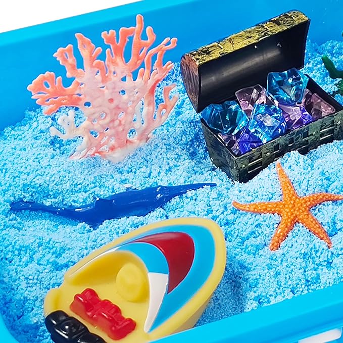 Ocean Sensory Bin, Ocean Sensory Water Toys with Sea Animal for Toddlers Boys and Girls, Kids Toys Gift Sand Box for Age 3 4 5 6 7 8