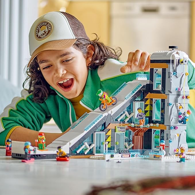 LEGO City Ski and Climbing Center Building Toy Set, 3-Level Building with a Ski Slope, 8 Minifigures and 2 Animal Figures for Imaginative Winter Sports Play, Fun Gift Idea for Kids and Ski Fans, 60366