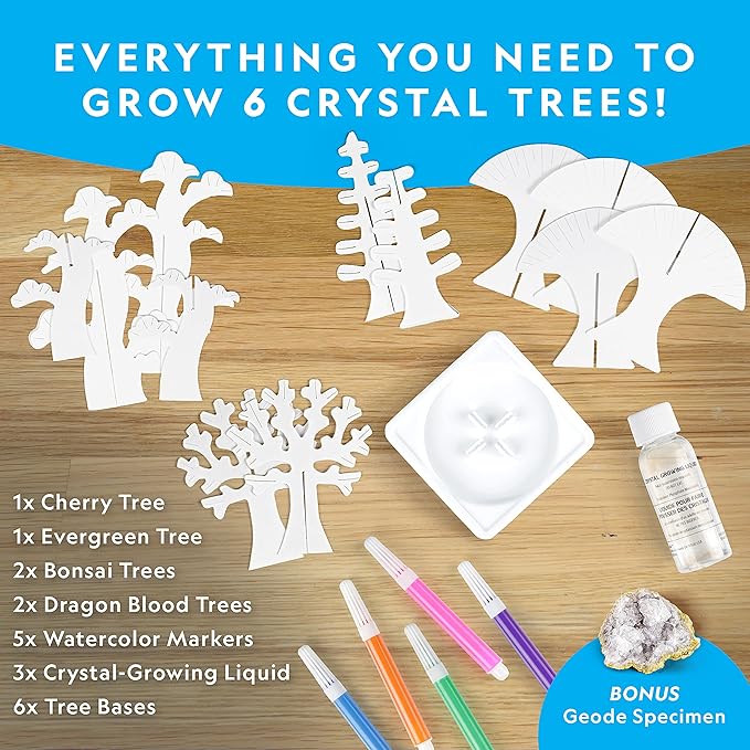 National Geographic Craft Kits for Kids - Crystal Growing Kit, Grow 6 Crystal Trees in Just 6 Hours, Educational Craft Kit with Art Supplies, Geode Specimen, STEM Arts & Crafts Kit (Amazon Exclusive)
